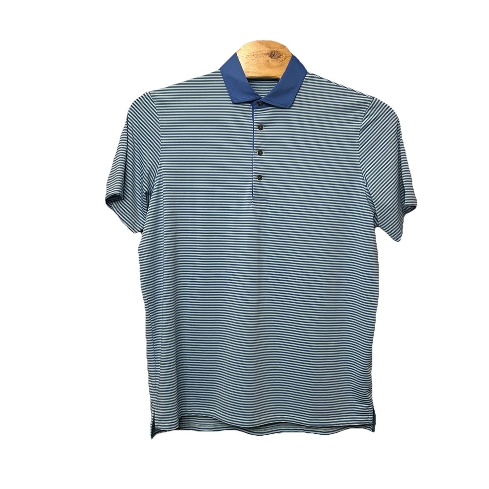 Greyson Polo Shirt Mens Size XL Blue Striped Performance Golf Wolf Stretch